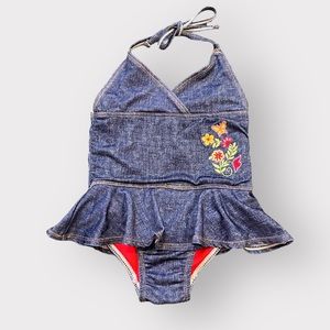 Penelope Mack Denim Girls One piece Swimsuit.